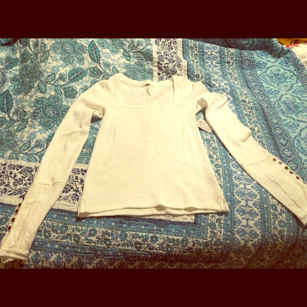 Free People “Give a Little Love” cuff sleeve top